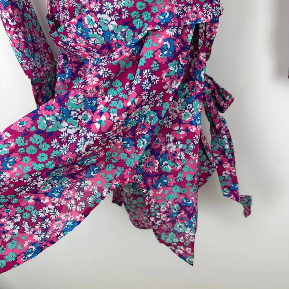 J.Crew Beach Shirtdress Floral Cotton Lightweight Long Sleeve Purple XXS NWT